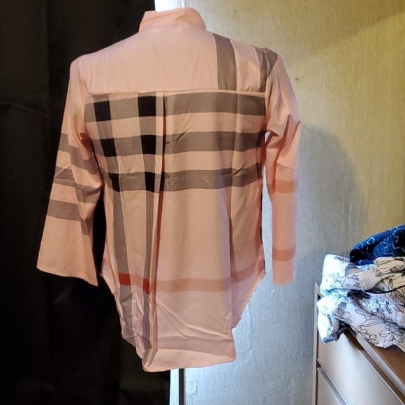 NBW XL 3/4 roll up sleeves pink/black V-neck - Picture 2 of 4